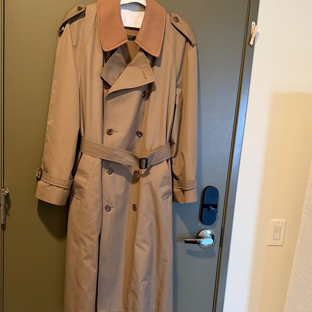 Vintage Brooks Brothers Wool-Collar Trench Coat Professionally Cleaned Tailored